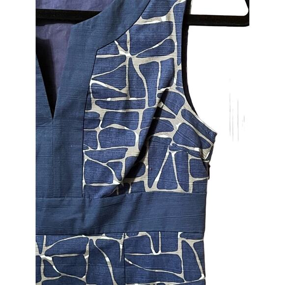 Boden Womens A-Line Dress Notch Neck Shift Sheath Navy Green Camo US 4R Cotton - Picture 4 of 6